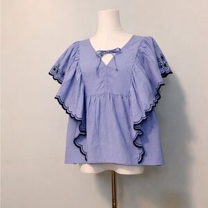 Kate Spade Light Blue Ruffle Blouse